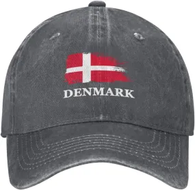 Personalized Brush Danish Denmark Flag Baseball Cap for Men Women Denim Twill Dad Hat Classic Hats