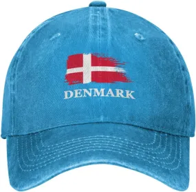 Personalized Brush Danish Denmark Flag Baseball Cap for Men Women Denim Twill Dad Hat Classic Hats