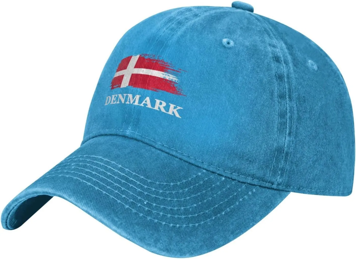 Personalized Brush Danish Denmark Flag Baseball Cap for Men Women Denim Twill Dad Hat Classic Hats