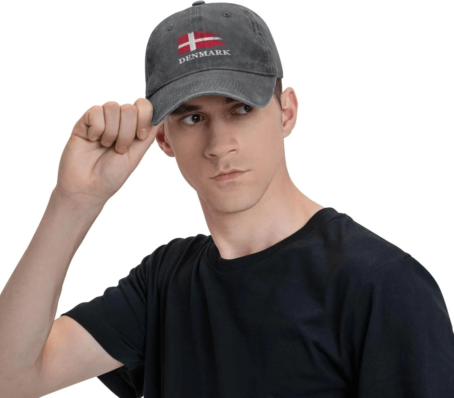 Personalized Brush Danish Denmark Flag Baseball Cap for Men Women Denim Twill Dad Hat Classic Hats