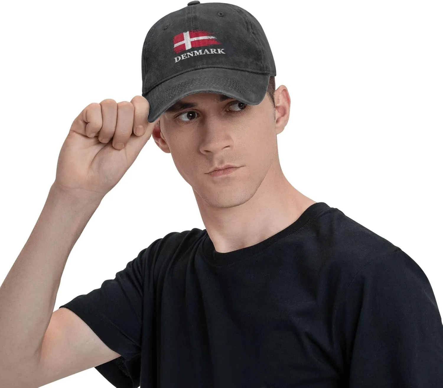 Personalized Brush Danish Denmark Flag Baseball Cap for Men Women Denim Twill Dad Hat Classic Hats