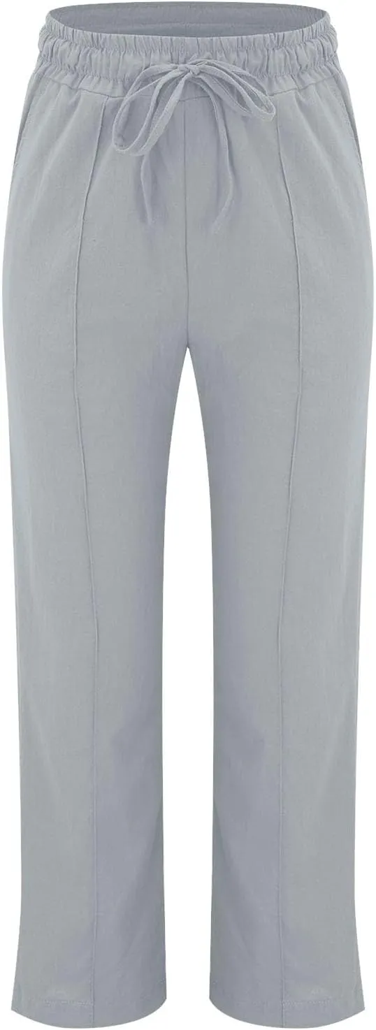 Petite Beach Pants for Women Comfortable Fit Solid Classic Friends' Gathering Big and Tall Linen Daily Outing Trendy Trousers