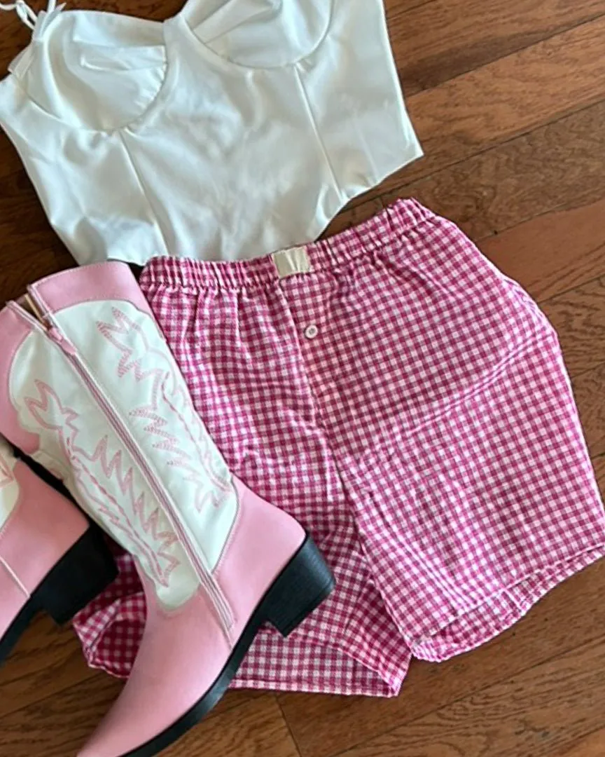 Pink Gingham Shorts