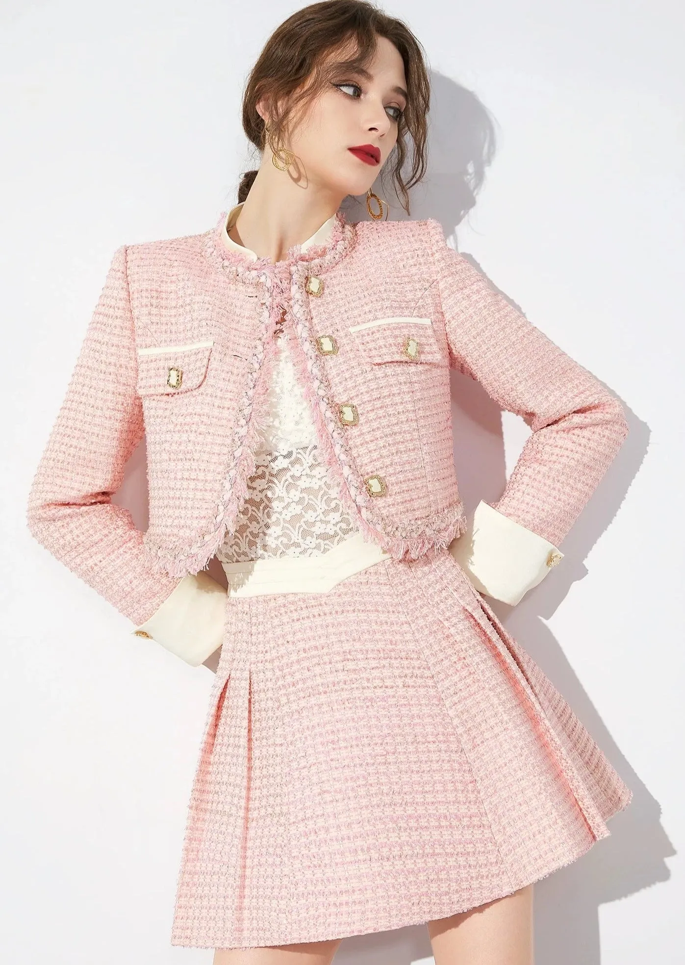Pink Short Jaket&Skirt
