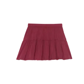 Posh Peanut Tiered Ruffle Skirt | Burgundy Rose