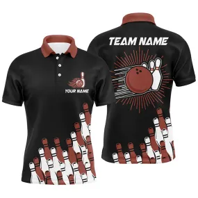 Retro Bowling Team Multicolor Option Polo Shirt, Customized Name 3D Shirt, Idea Gift for Bowling Lovers