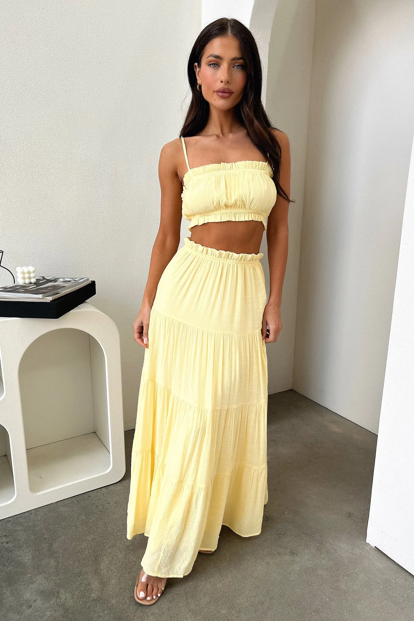 Selina Tiered Maxi Skirt - Yellow