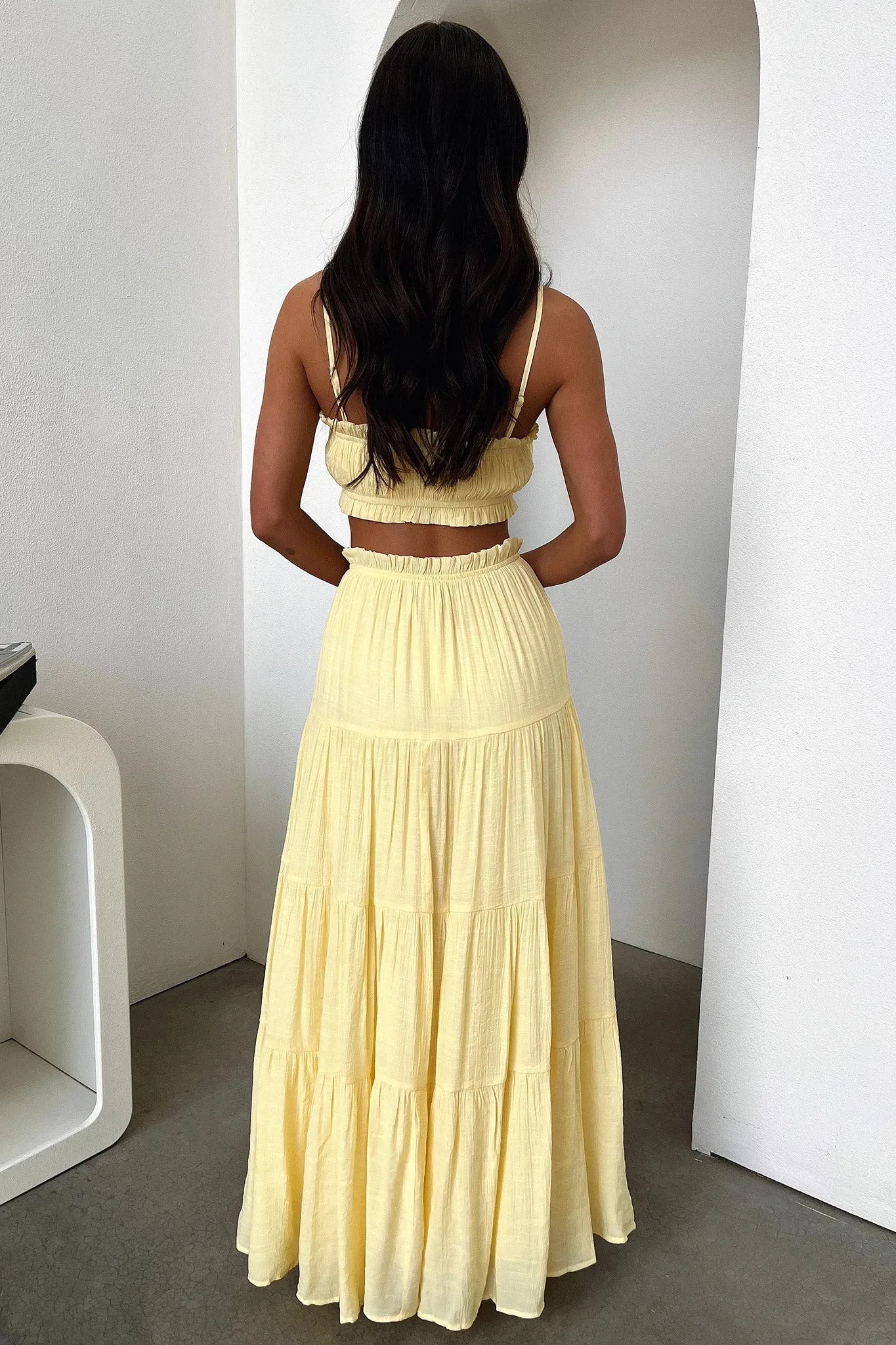 Selina Tiered Maxi Skirt - Yellow
