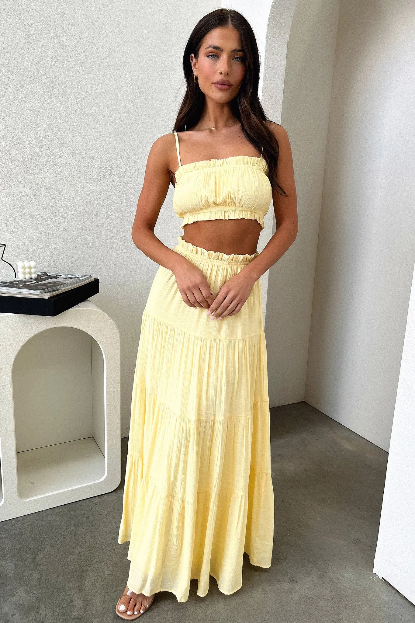 Selina Tiered Maxi Skirt - Yellow