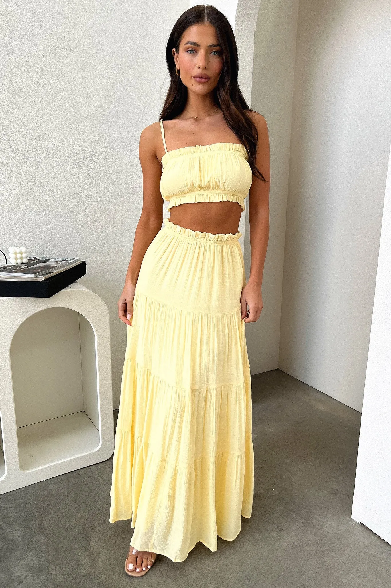 Selina Tiered Maxi Skirt - Yellow