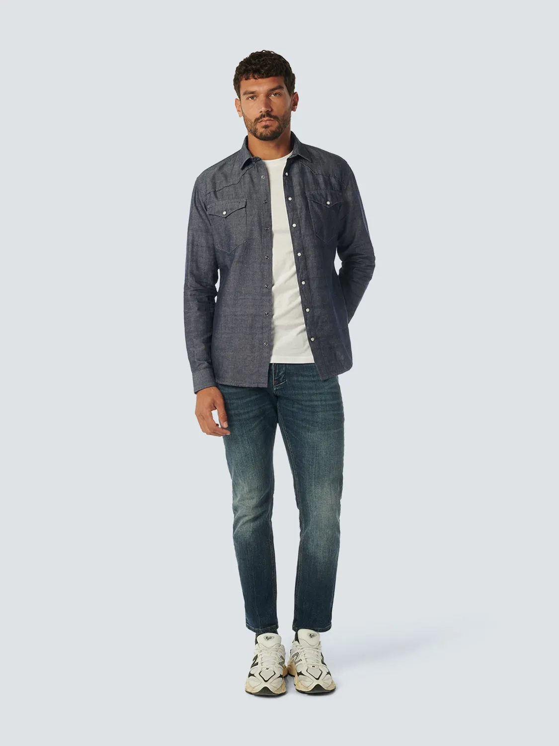 Shirt Denim Look With Linen | Indigo