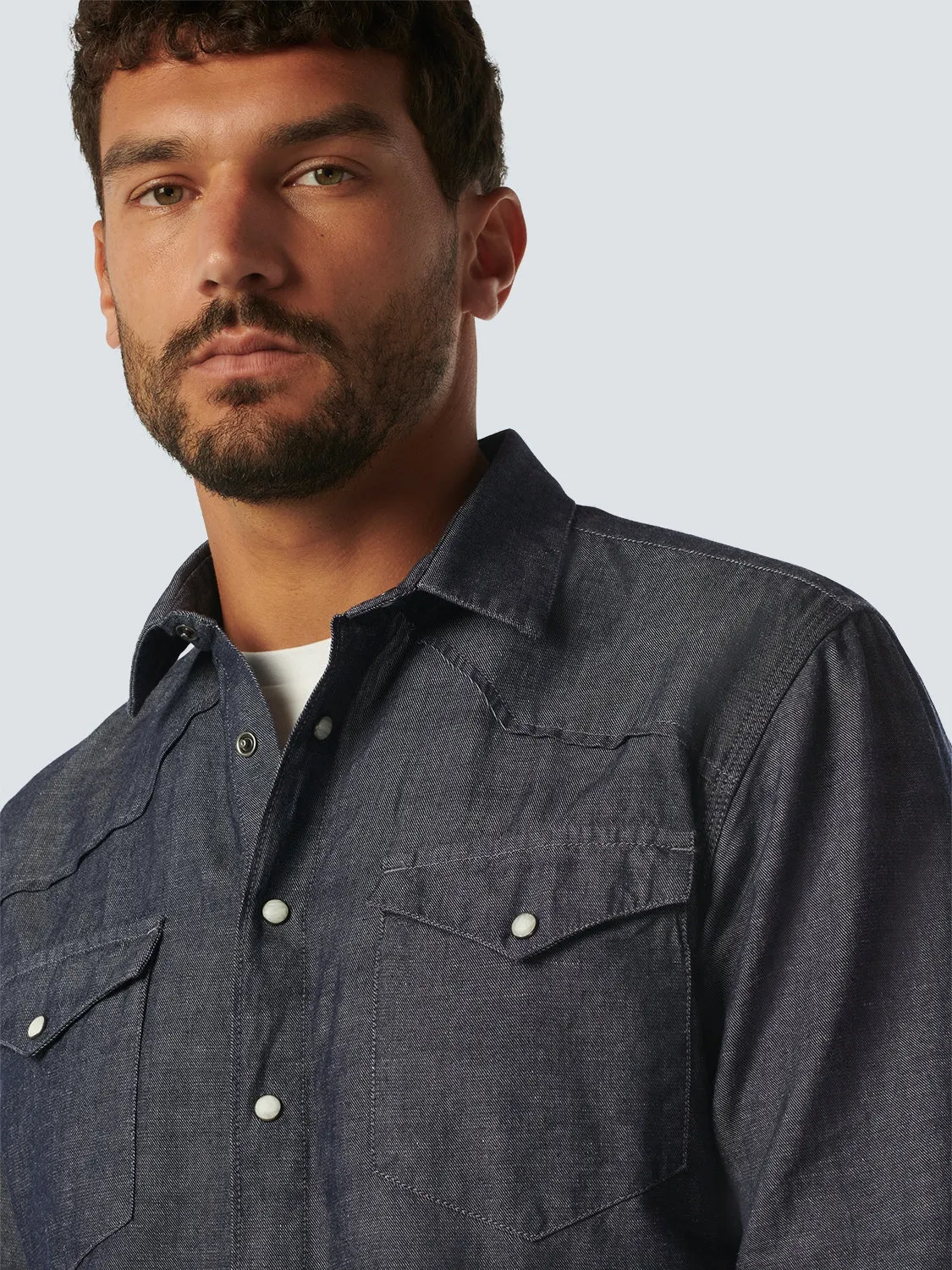 Shirt Denim Look With Linen | Indigo
