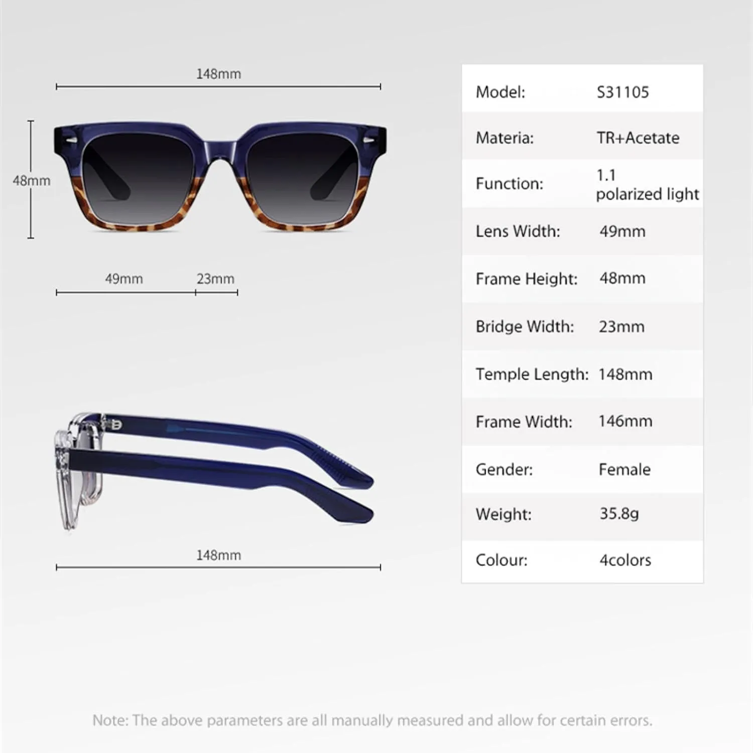 Sunglasses for Women Men Uv400 Acetate Fibre Frame Driving