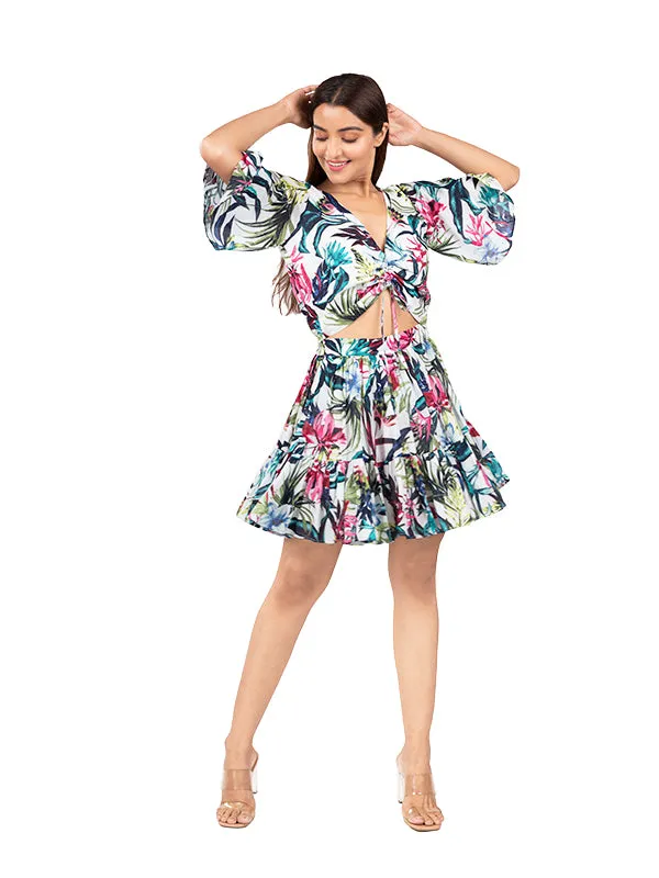 Tenchnicolour Flared Short Skirt