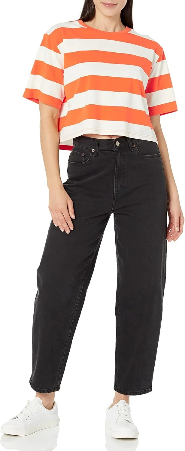 The Drop Women's Sydney Short-Sleeve Cropped Crew Neck T-Shirt