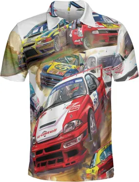 Vehicle Polo Shirts for Men - Car Racing Men's Regular Fit Quick Dry Golf Polo Shirt Series 12