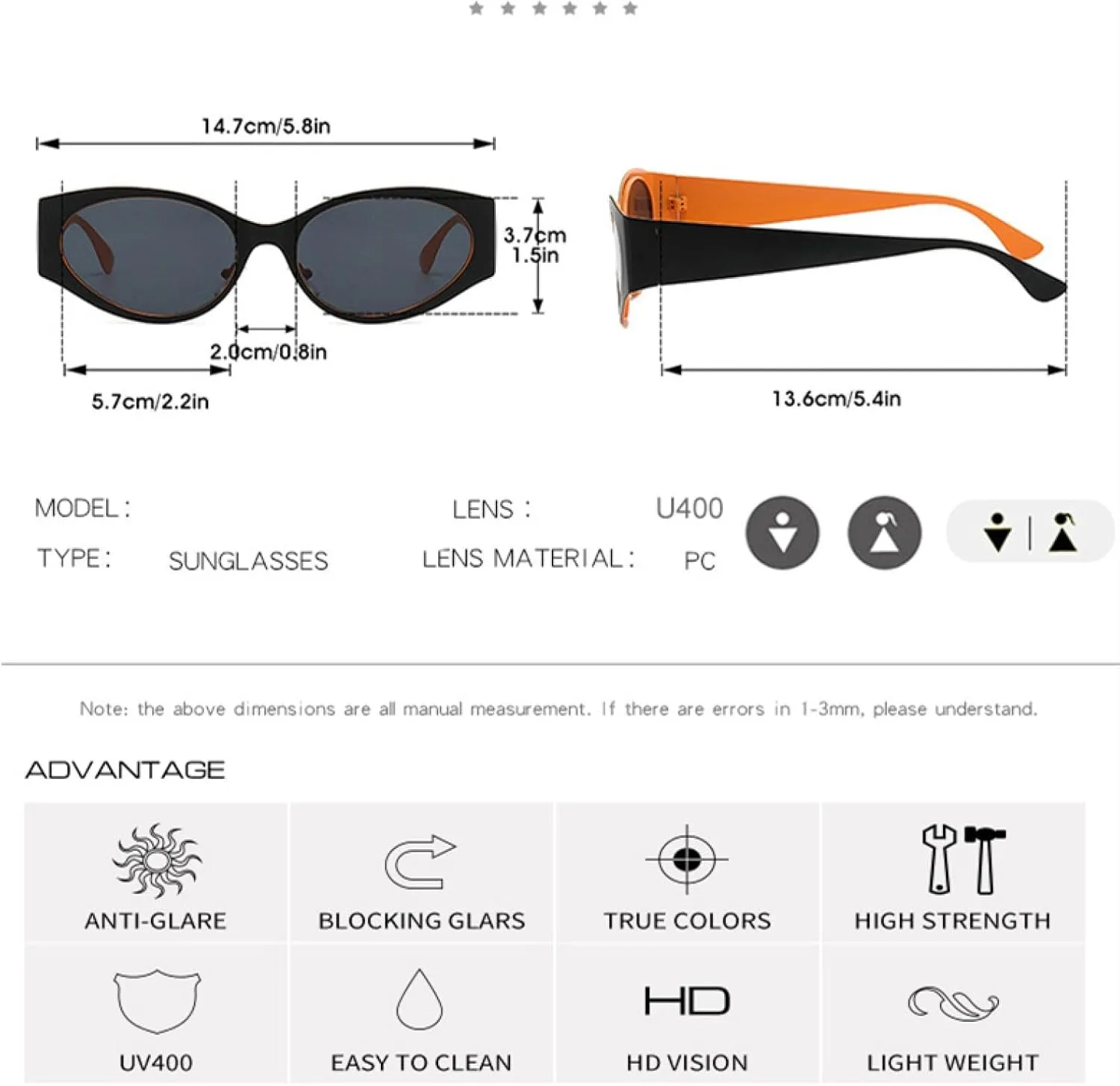 Vintage Cat Eye Sunglasses for Women Men Retro Traveling Uv400