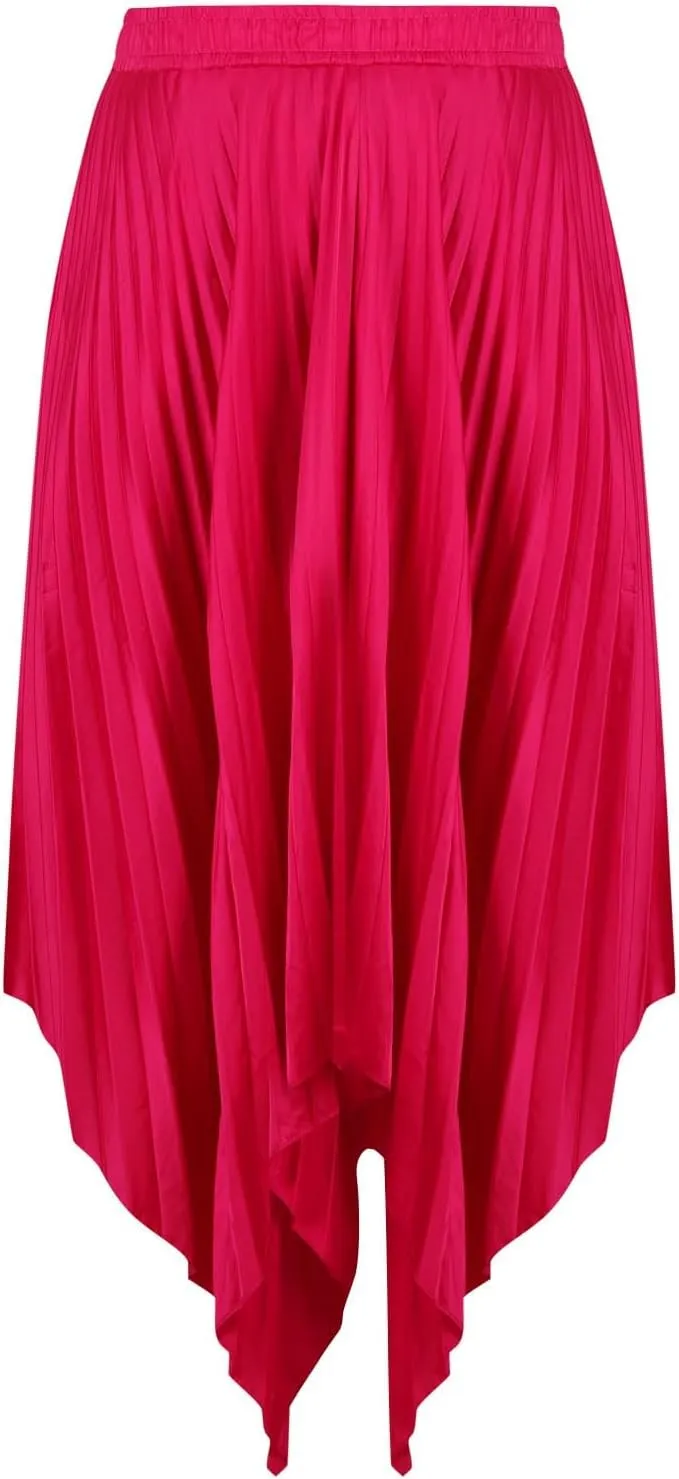 Women Dressy Pleated Skirts Irregular Hem High Waist Midi Skirt Solid Elegant Business Casual Half Dress 2025 New