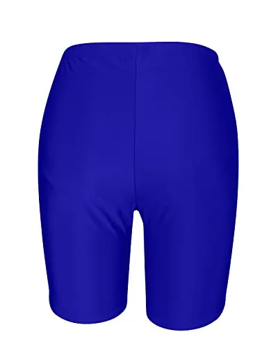 Women High Waisted Swim Shorts Tummy Control Boy Shorts-Royal Blue