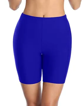 Women High Waisted Swim Shorts Tummy Control Boy Shorts-Royal Blue