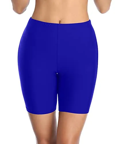 Women High Waisted Swim Shorts Tummy Control Boy Shorts-Royal Blue