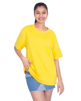 Women Mustard Round Neck Oversized T-Shirt