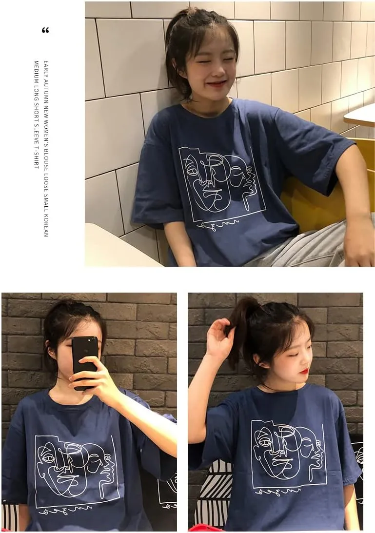 Women's Grunge Oversized T-Shirt Aesthetic Graphic Tops Y2K Cyber Punk Blouses Japanese Harajuku Streetwear