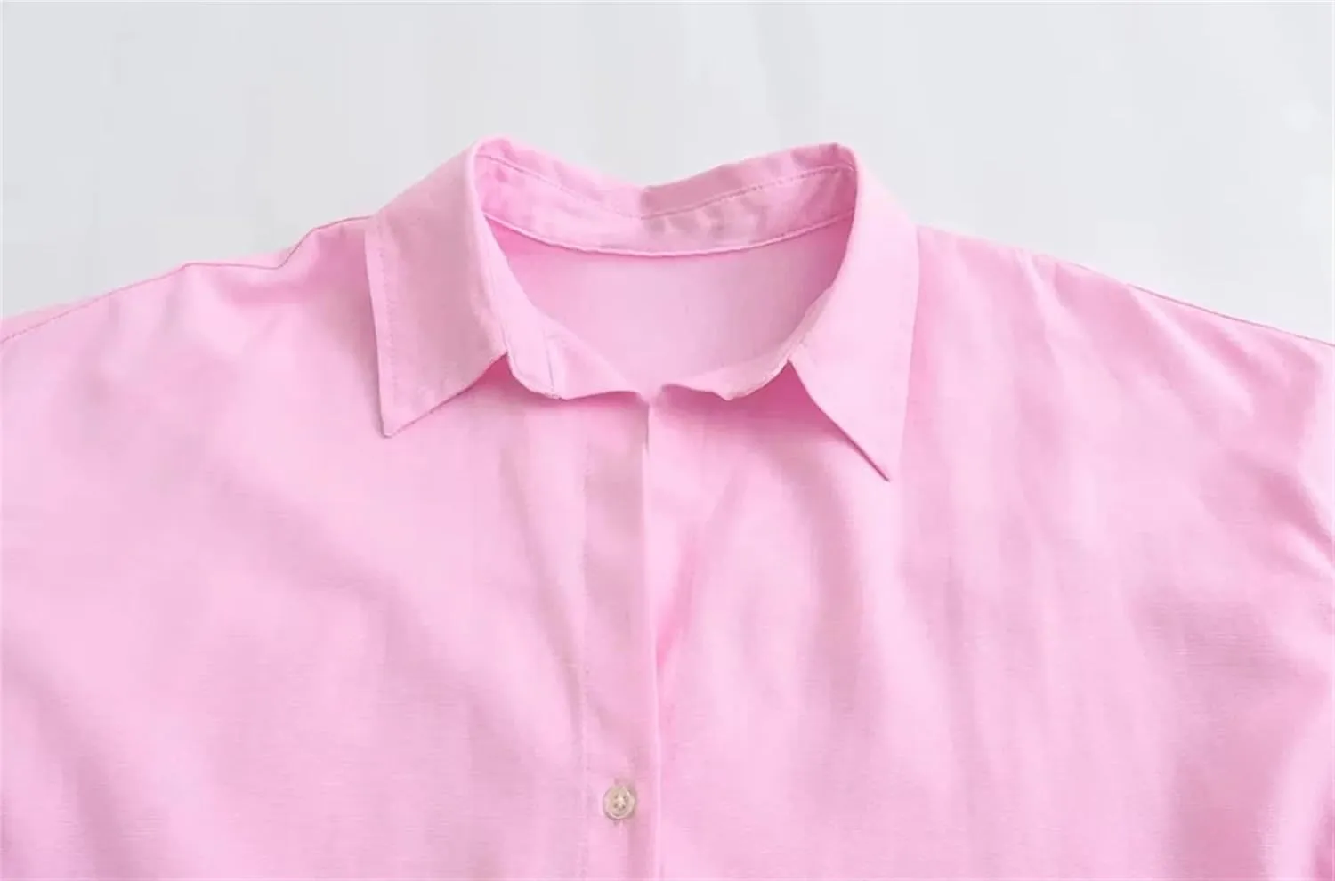 Women's Loose Shirt Lapel Long Sleeves Button Front Casual Lightweight Shirt Chic Tops