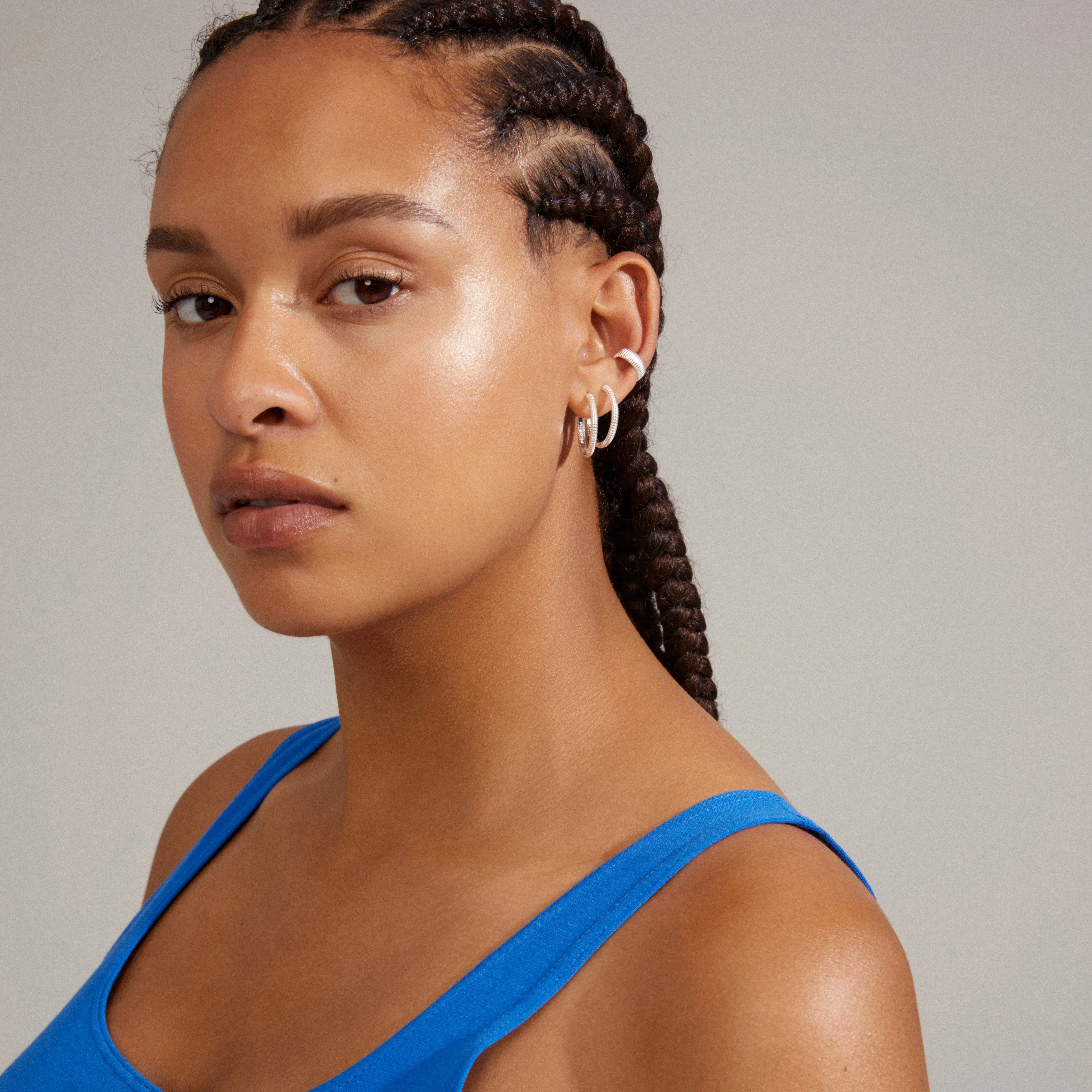 XENA hoop & cuff earrings silver-plated