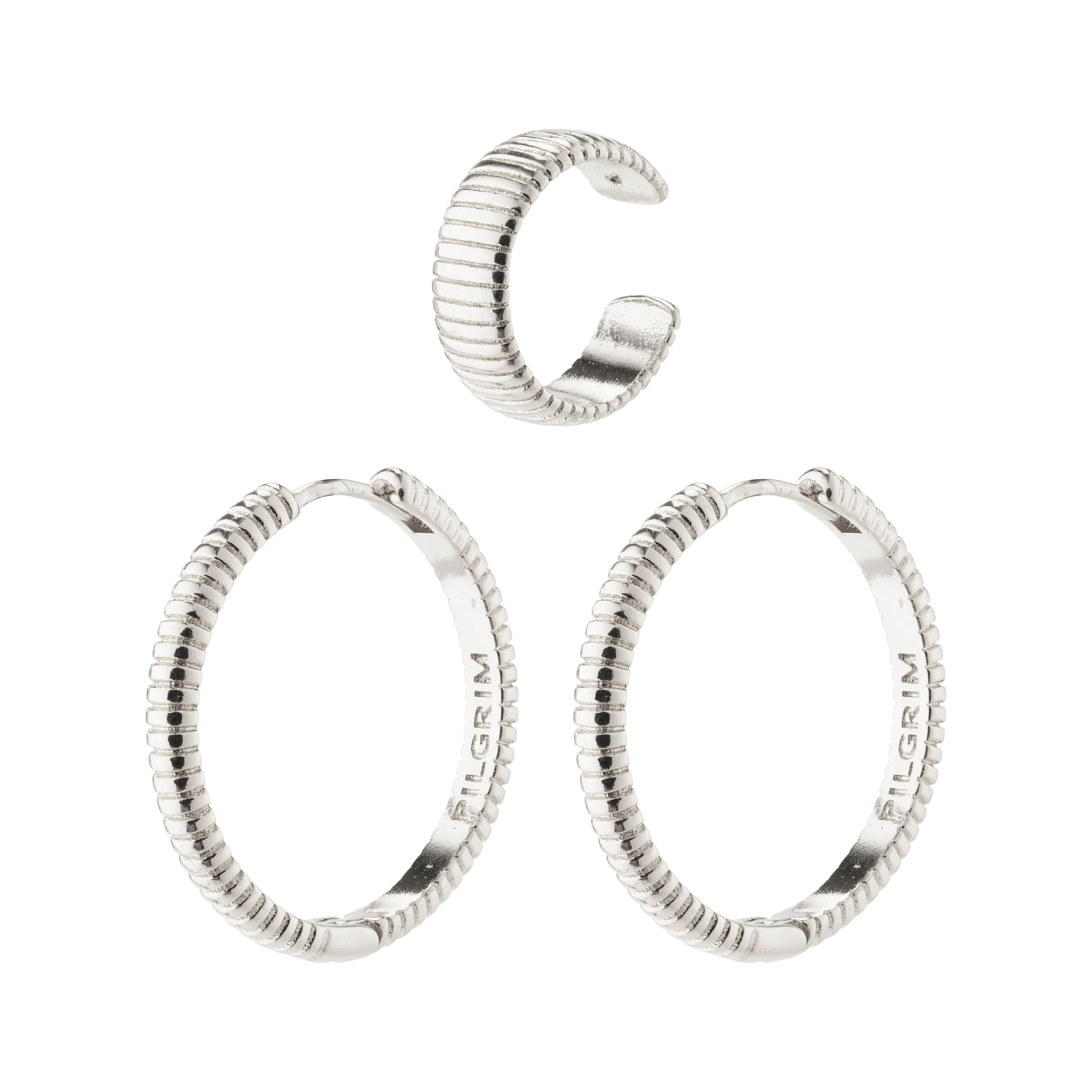 XENA hoop & cuff earrings silver-plated