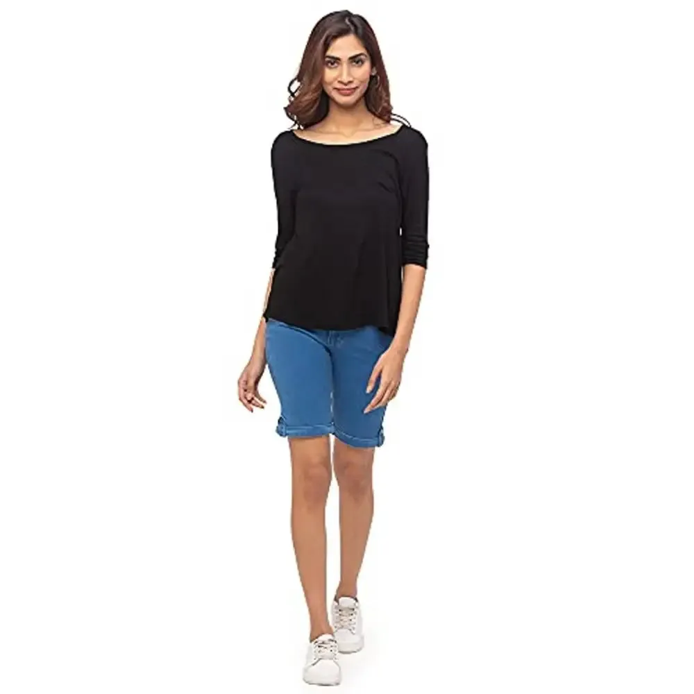 ZOLA Ice Blue Pencil Fit Above Knee Shorts for Women