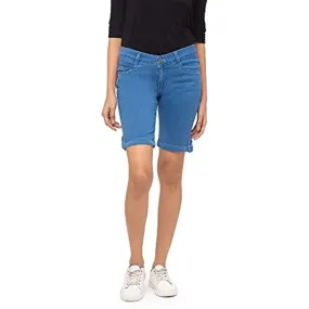 ZOLA Ice Blue Pencil Fit Above Knee Shorts for Women